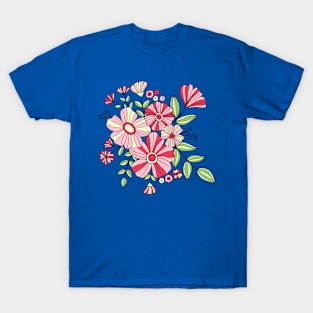 Vintage boho floral dream in blue and pink T-Shirt